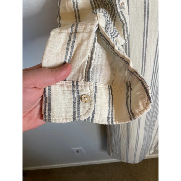 Faherty | White and Blue Striped Women's Dream Cotton Iris Dress Size Medium - Picture 6 of 7